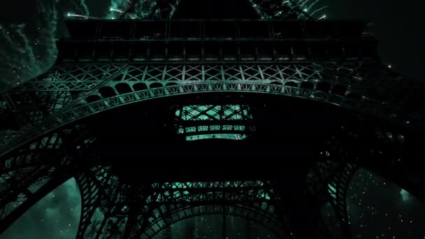 Feu Artifice Coloré Sur Tour Eiffel Paris France — Video