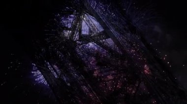 Paris, Fransa 'daki Eyfel Kulesi üzerinde kutlama havai fişekleri 