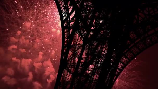 Fogos Artifício Coloridos Sobre Torre Eiffel Paris França — Vídeo de Stock
