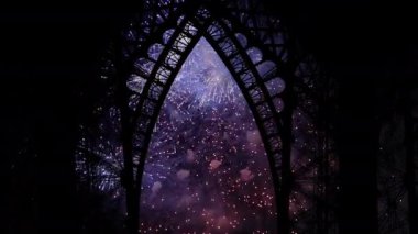 Paris, Fransa 'daki Eyfel Kulesi üzerinde kutlama havai fişekleri 