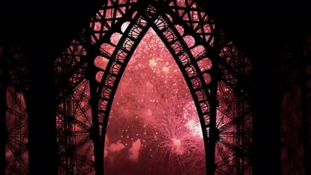 Färgglada Fyrverkerier Över Eiffeltornet Paris Frankrike — Stockvideo