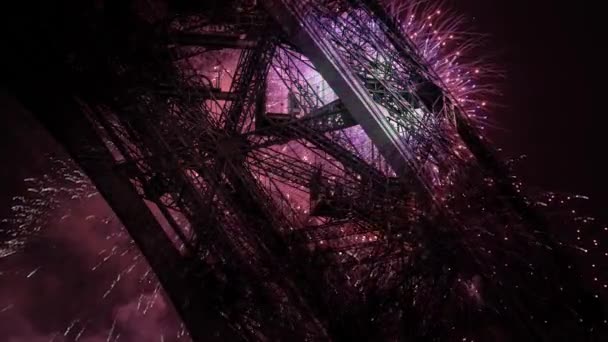 Kolorowe Fajerwerki Wieży Eiffla Paryżu Francja — Wideo stockowe
