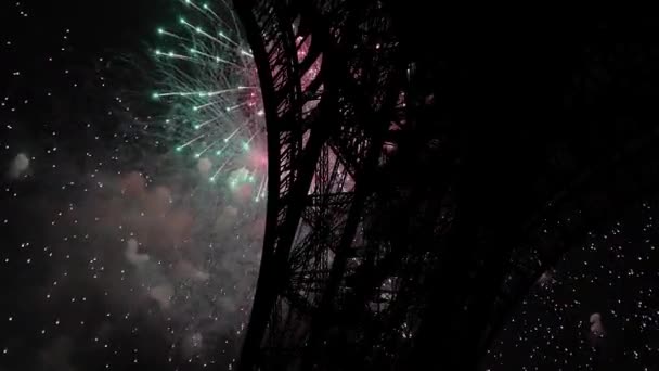 Fuochi Artificio Colorati Sulla Torre Eiffel Parigi Francia — Video Stock