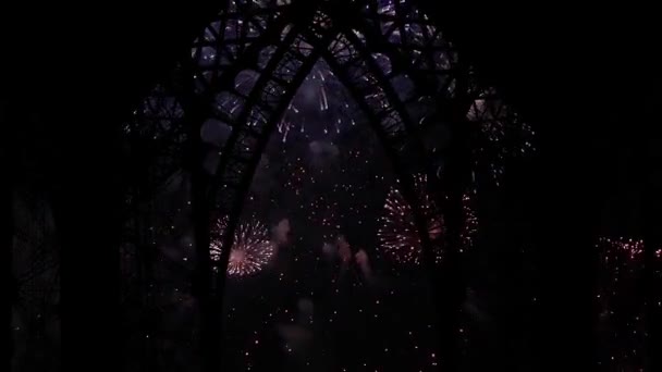 Fuegos Artificiales Colores Celebración Sobre Torre Eiffel París Francia — Vídeos de Stock