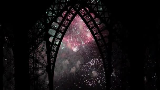 Slavnostní Barevný Ohňostroj Nad Eiffelovou Věží Paříži Francie — Stock video