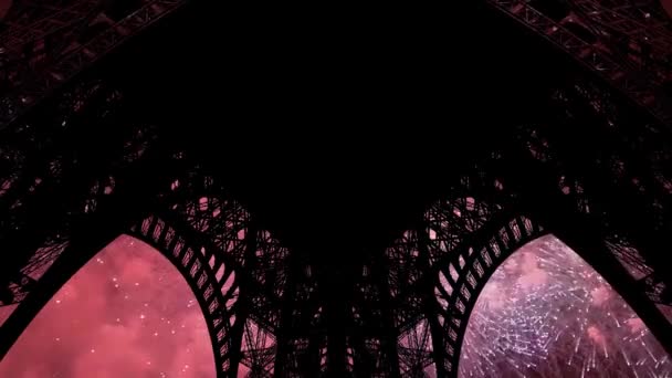 Kolorowe Fajerwerki Wieży Eiffla Paryżu Francja — Wideo stockowe