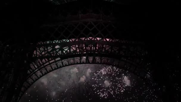 Fuochi Artificio Colorati Sulla Torre Eiffel Parigi Francia — Video Stock