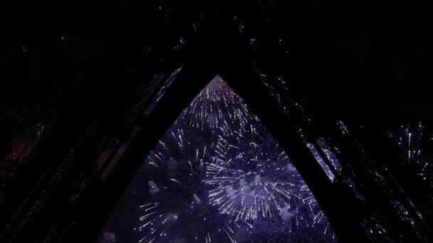 Fuegos Artificiales Colores Celebración Sobre Torre Eiffel París Francia — Vídeos de Stock