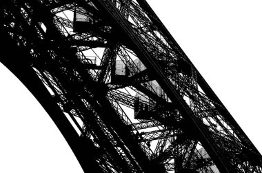 Paris, Fransa 'da Eyfel Kulesi (kontur) (beyaz arka planda))