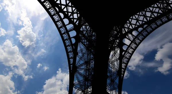 Eiffel Torony Kontúr Párizsban Franciaországban Gyönyörű Hátterében — Stock Fotó
