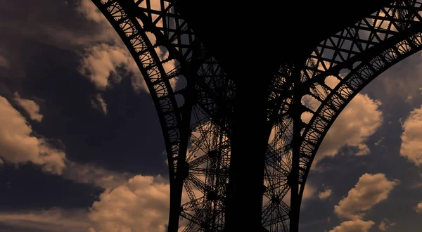 Eiffeltoren Contour Parijs Frankrijk Tegen Achtergrond Van Een Prachtige Lucht — Stockfoto