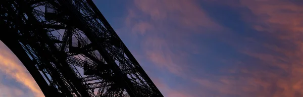 Eiffelova Věž Obrys Paříži Francie Pozadí Krásné Oblohy — Stock fotografie