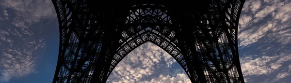 Torre Eiffel Contorno París Francia Sobre Fondo Hermoso Cielo —  Fotos de Stock