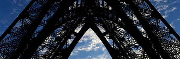 Torre Eiffel Contorno Parigi Francia Sullo Sfondo Bellissimo Cielo — Foto Stock