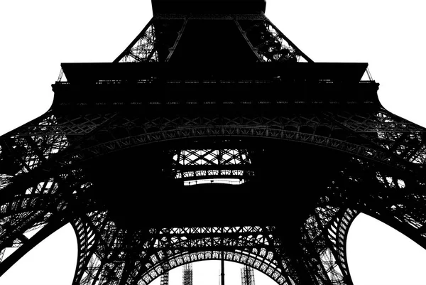 Эйфелева Башня Париже Франция Белом Фоне — стоковое фото