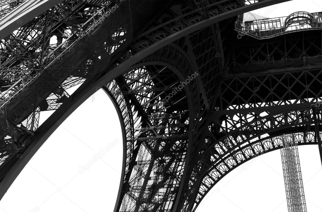 Eiffel Tower (contour)  in Paris, France   (on a white background)