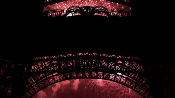 Fuochi Artificio Colorati Sulla Torre Eiffel Parigi Francia — Video Stock
