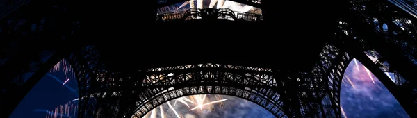Farbenfrohes Feuerwerk Über Dem Eiffelturm Paris — Stockfoto