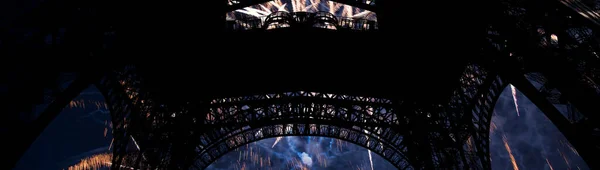 Fuochi Artificio Colorati Sulla Torre Eiffel Parigi Francia — Foto Stock