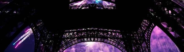 Celebratory Colorful Fireworks Eiffel Tower Paris France — Stock Photo, Image