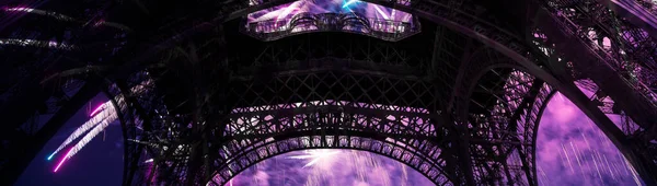 Celebratory Colorful Fireworks Eiffel Tower Paris France — Stock Photo, Image