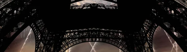 Kolorowe Fajerwerki Wieży Eiffla Paryżu Francja — Zdjęcie stockowe