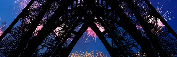 Feu Artifice Coloré Sur Tour Eiffel Paris France — Photo