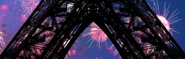 Farbenfrohes Feuerwerk Über Dem Eiffelturm Paris — Stockfoto