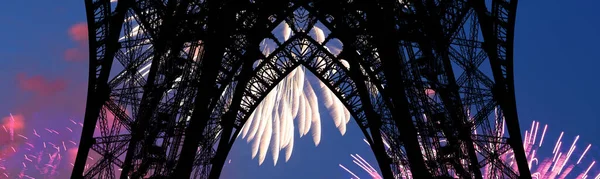 Celebratory Colorful Fireworks Eiffel Tower Paris France — Stock Photo, Image