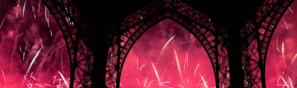 Farbenfrohes Feuerwerk Über Dem Eiffelturm Paris — Stockfoto