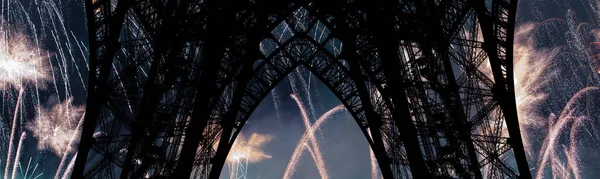 Celebratory Colorful Fireworks Eiffel Tower Paris France — Stock Photo, Image