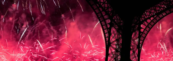 Farbenfrohes Feuerwerk Über Dem Eiffelturm Paris — Stockfoto