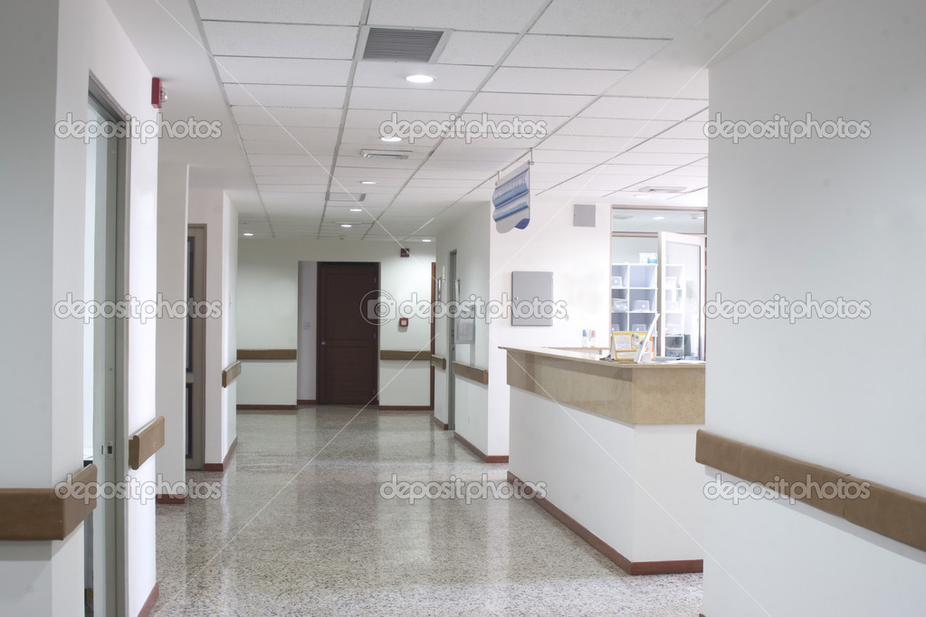 Corridor Interior Inside A Modern Hospital Stock Photo