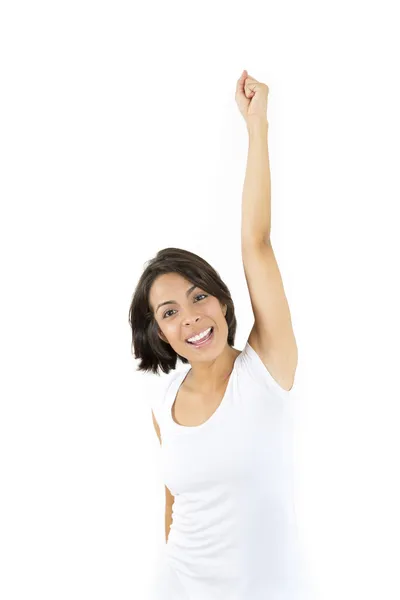 Hermosa mujer joven animando — Foto de Stock