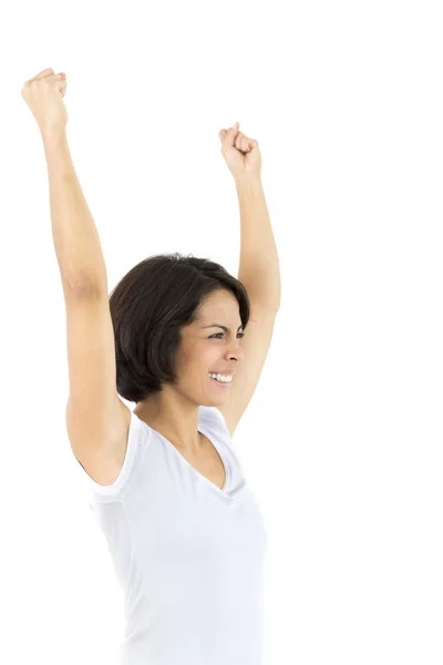 Hermosa mujer joven animando — Foto de Stock