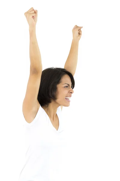 Beautiful Young Woman Cheering — Stock Photo, Image