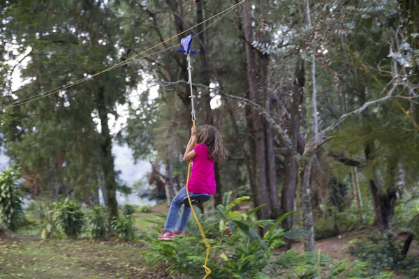 Happy Girl Canopy Tour — Stock Photo, Image