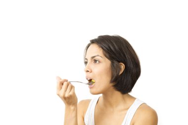 çekici bir kadın kahvaltı