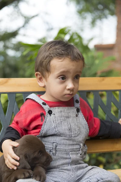 Adorable Baby And His Dog — Stock Photo, Image