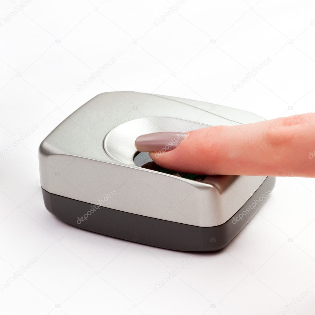 Finger on a biometric scanner