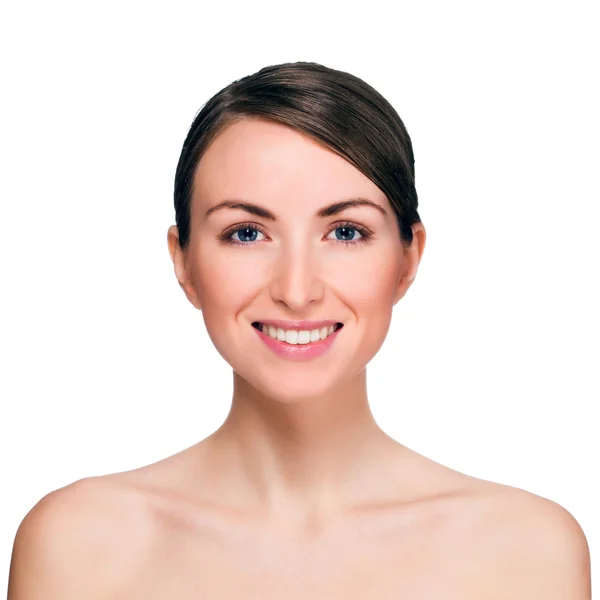 Porträt einer schönen lächelnden jungen Frau. isoliert auf weiß — Stockfoto