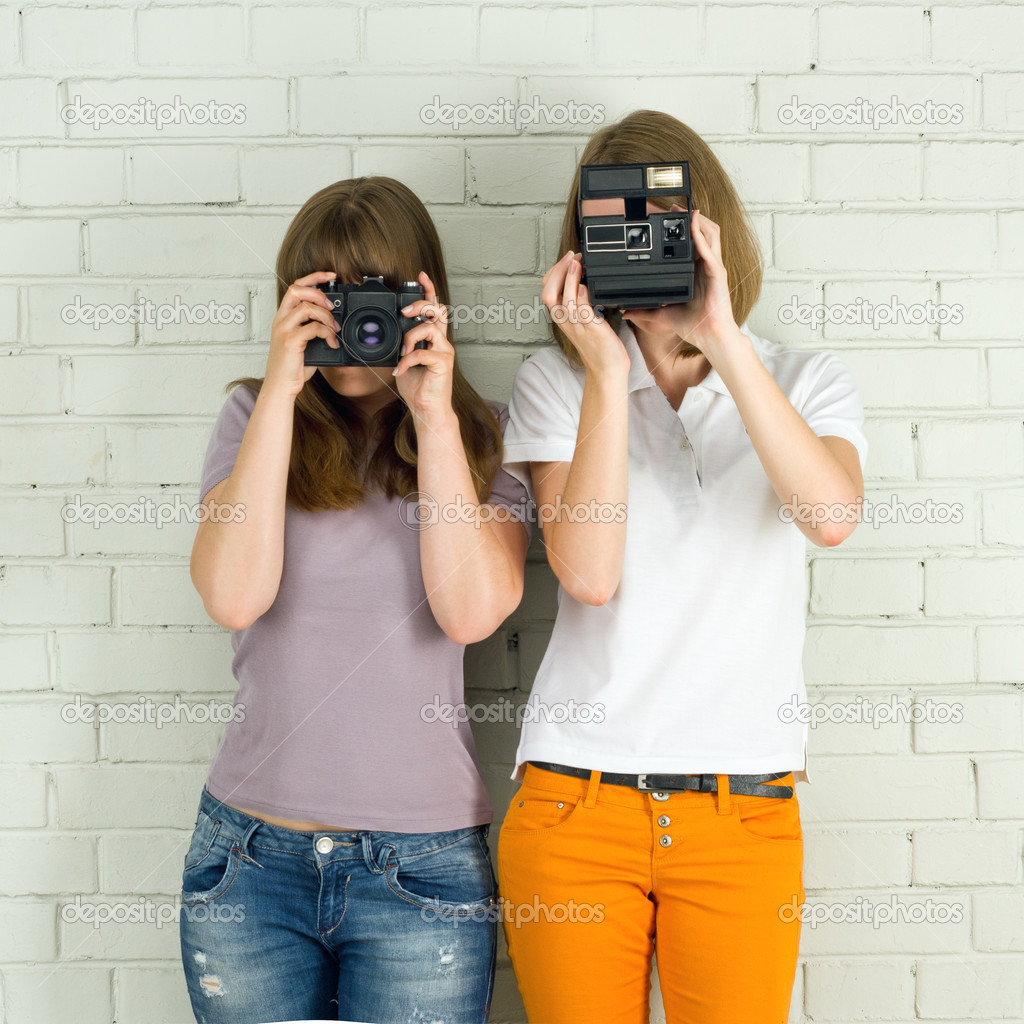 Young girls taking picture