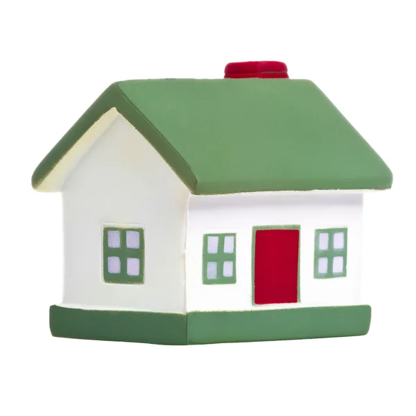 Toy house with green roof isolated on white background — Stock Photo, Image