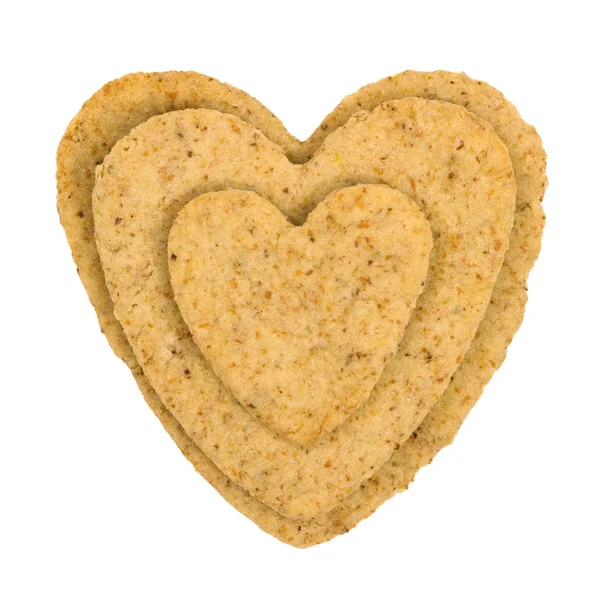 Conjunto de cookies em forma de coração isolado no fundo branco — Fotografia de Stock