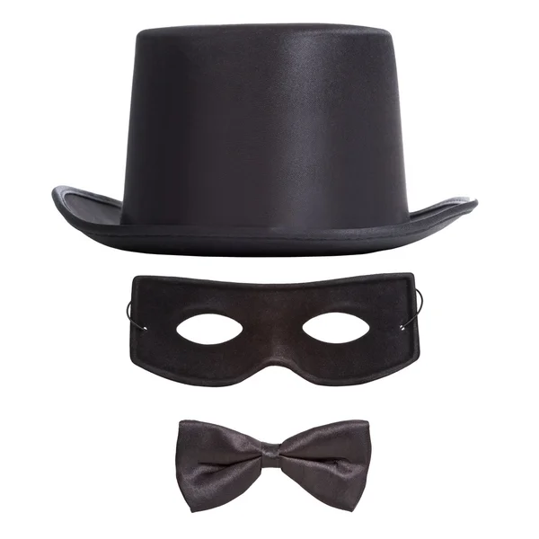 Chapeau noir, masque de mascarade — Photo
