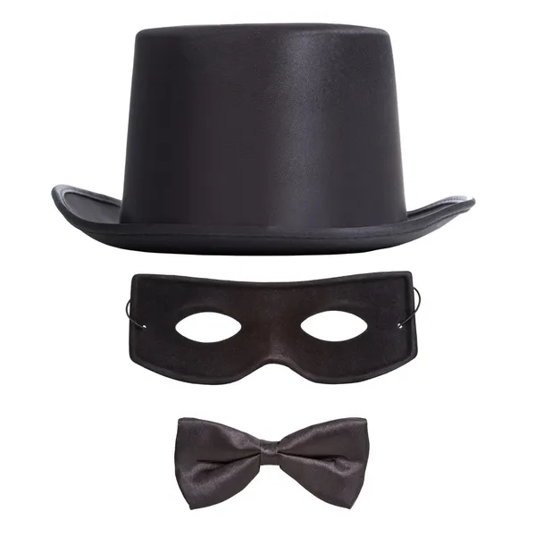 Cappello a cilindro nero, maschera in maschera — Foto Stock