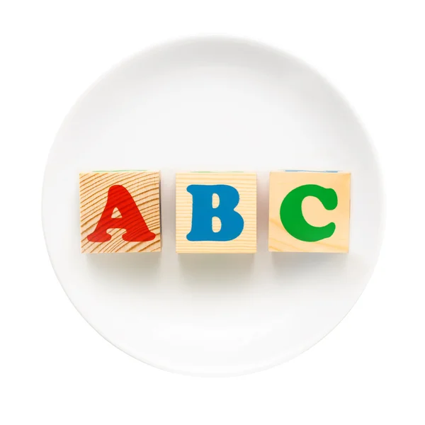 Abc işareti ile beyaz tabak — Stok fotoğraf