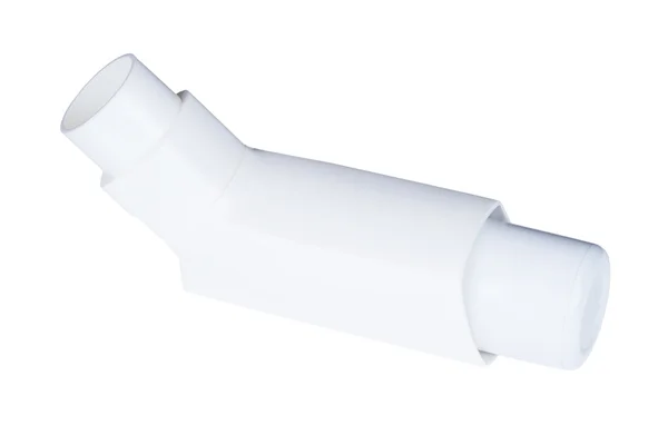 Inhalateur d'asthme isolé sur un fond blanc — Photo