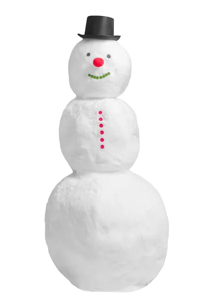 Boneco de neve isolado em um fundo branco — Fotografia de Stock