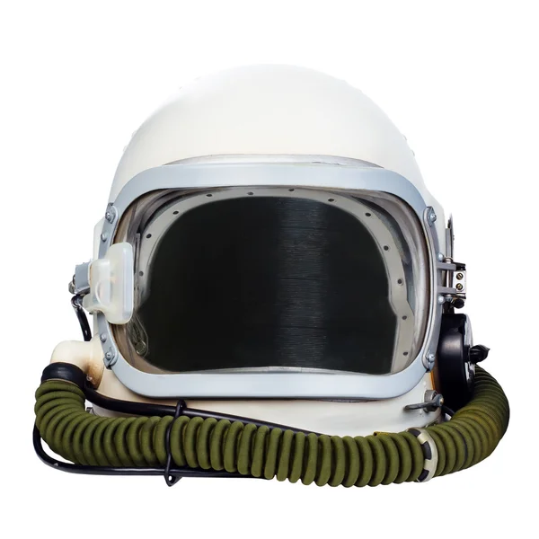 Casco Astronauta Blanco - Aislado En Fondo Negro Stock de